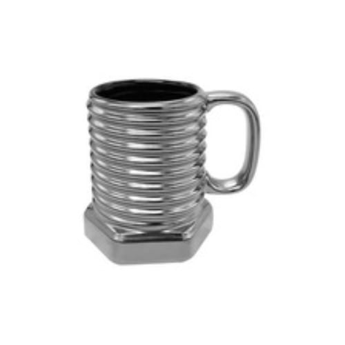 Taza De Ceramica Con Diseño De Tornillo, Color Plata