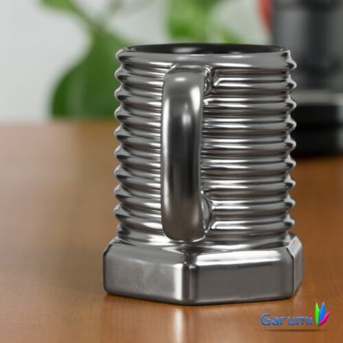 Taza De Ceramica Con Diseño De Tornillo, Color Plata