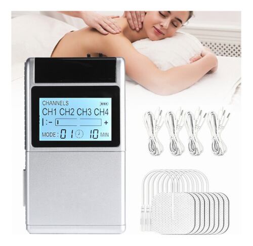 Electro Estimulador Tens Ems + 8 Electrodos 4 Canale Masaje blanco