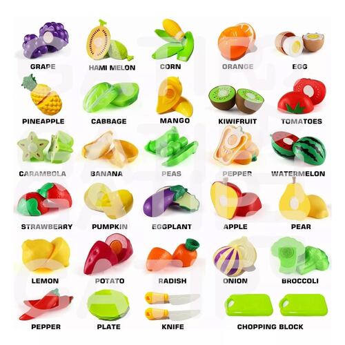 Niño Juguete De Cocina 70pz Corta Frutas Verduras Juego