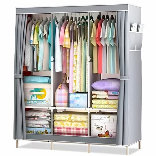 Armario Closet Organizador Ropa Ropero Zapatero Rack Armable Color Gris