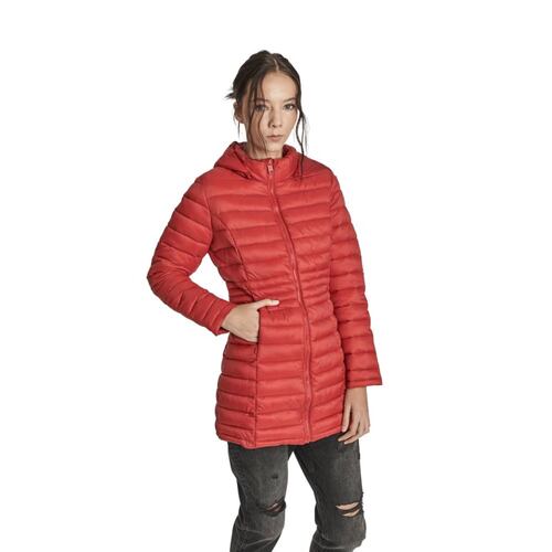 Chamarra larga ligera capitonada para mujer, color rojo cereza, marca Holly Land, mod. 1088678