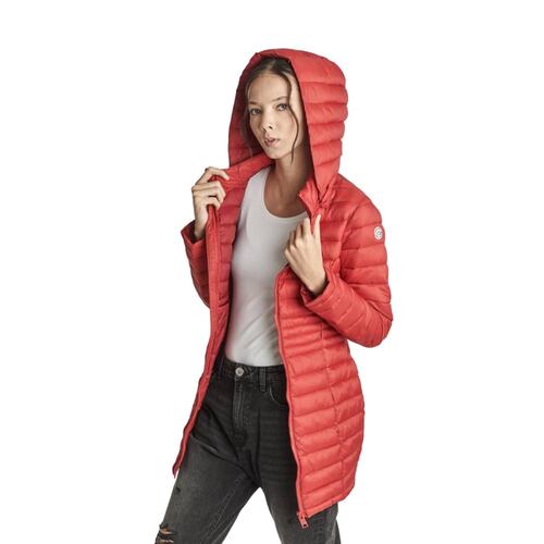 Chamarra larga ligera capitonada para mujer, color rojo cereza, marca Holly Land, mod. 1088678