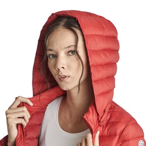 Chamarra larga ligera capitonada para mujer, color rojo cereza, marca Holly Land, mod. 1088678