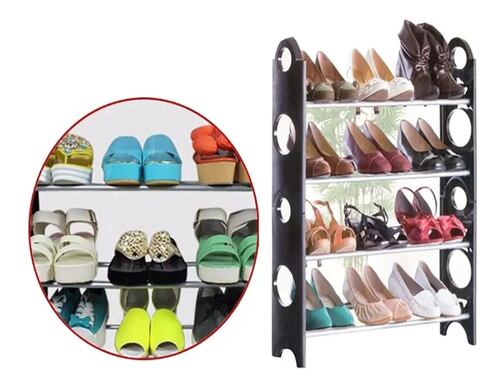 Rack Zapatera 10 Niveles 30 Pares Zapatos Organizador Mueble Color Negro.