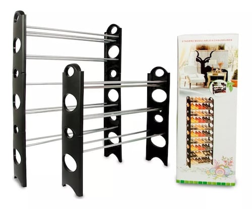 Rack Zapatera 10 Niveles 30 Pares Zapatos Organizador Mueble Color Negro.