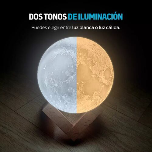 Lámpara De Luna 3d Led Réplica Exacta Grande 18cm Redlemon Color de la pantalla Blanco.