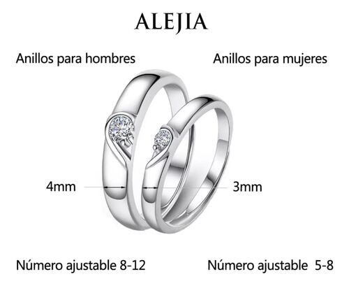 2 Anillos De Pareja Plata De Ley 925 Corazón Compromiso Boda.