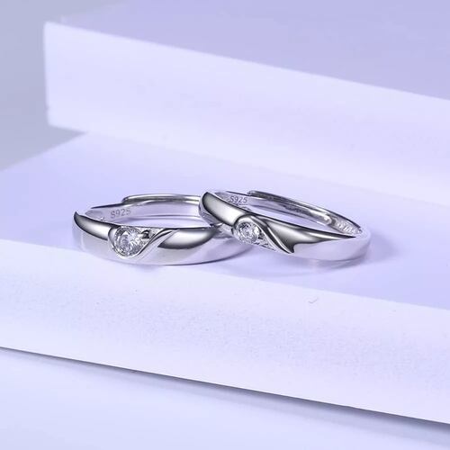 2 Anillos De Pareja Plata De Ley 925 Corazón Compromiso Boda.