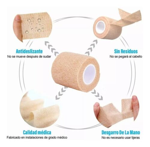 Cinta Venda Elástica Cohesiva Autoadherible De 5cm X 4.5m BEIGE