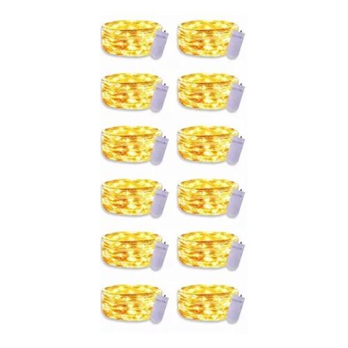 Cadena De Luces Hadas Con Pilas 12 Pzs de 2m 20 led Luz Cálido, Color de Led Blanco