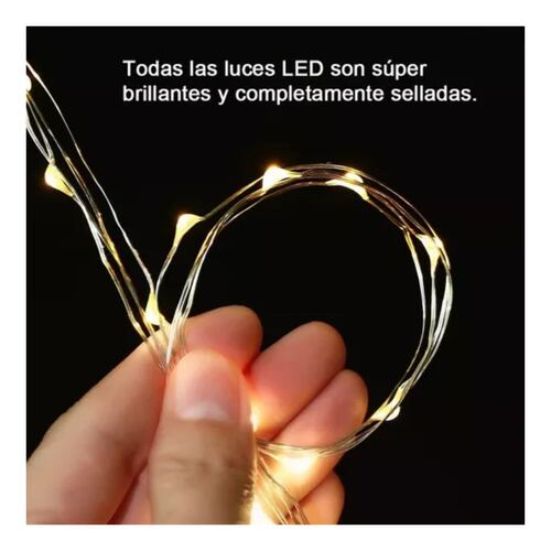 Cadena De Luces Hadas Con Pilas 12 Pzs de 2m 20 led Luz Cálido, Color de Led Blanco