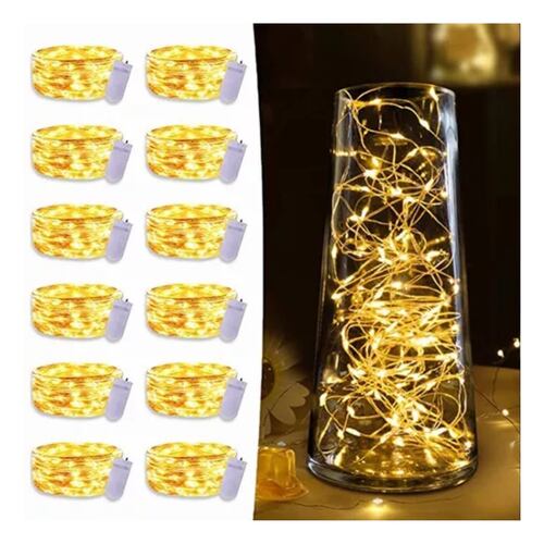 Cadena De Luces Hadas Con Pilas 12 Pzs de 2m 20 led Luz Cálido, Color de Led Blanco