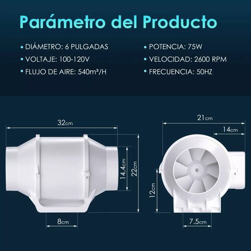 Extractor De Aire Axial 6 Pulgadas, Ventilador Extractor 75w.