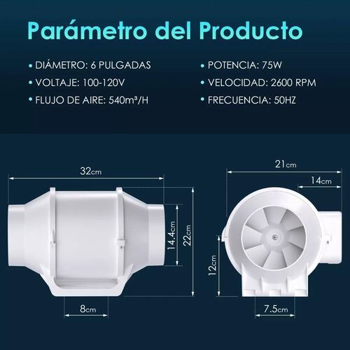 Extractor De Aire Axial 6 Pulgadas, Ventilador Extractor 75w.