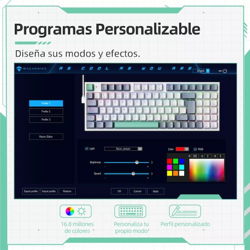 Teclado Mecánico K500 Gamer Alambrico Español Hot Swap Rgb.