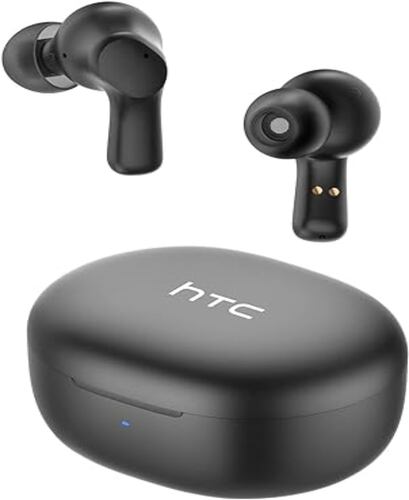 Audífonos COLOR NEGRO in-ear gamer inalámbricos HTC TWS7 negro con luz LED.