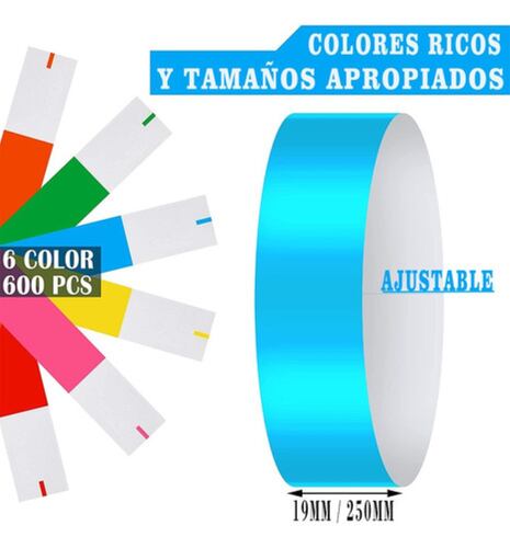 Pulsera De Papel/identificación Para Eventos Pulseras 600pcs MULTICOLOR 