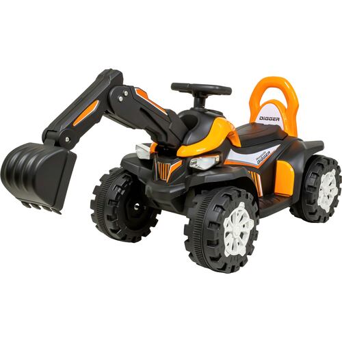 Excavadora Montable Eléctrica 6v Niño Naranja Musical Luz