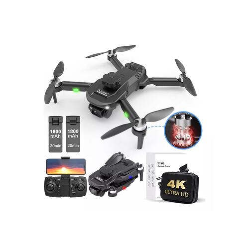 Drone Sin Escobillas Con 4k Cámara Dual 2baterías F196