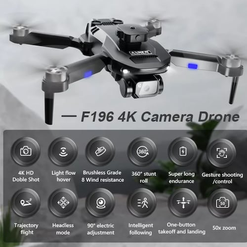 Drone Sin Escobillas Con 4k Cámara Dual 2baterías F196