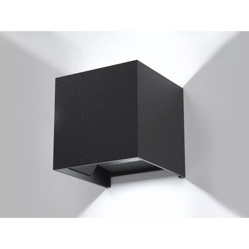 Lámpara Led De Pared Exterior Arbotante 12w Negro Moderna Luz Blanca