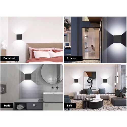 Lámpara Led De Pared Exterior Arbotante 12w Negro Moderna Luz Blanca