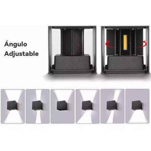 Lámpara Led De Pared Exterior Arbotante 12w Negro Moderna Luz Blanca