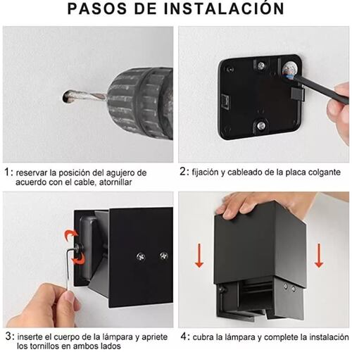 Lámpara Led De Pared Exterior Arbotante 12w Negro Moderna Luz Blanca
