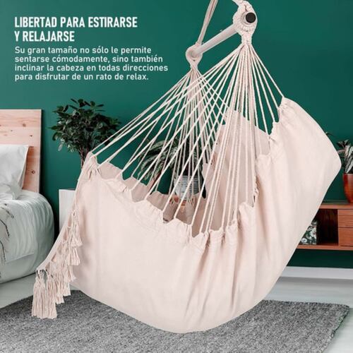 Sillas Columpio Colgantes Para Jardín 2 Cojín Kit Hamacas BEIGE