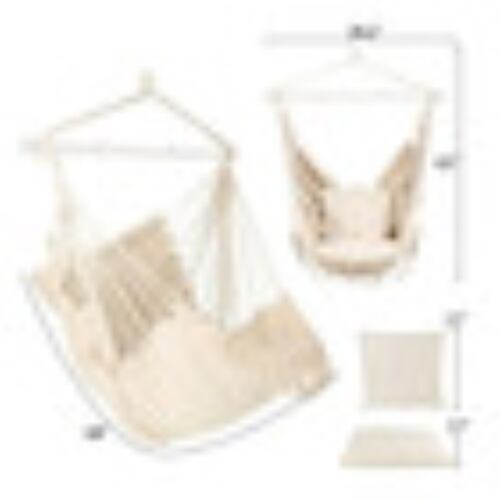 Sillas Columpio Colgantes Para Jardín 2 Cojín Kit Hamacas BEIGE