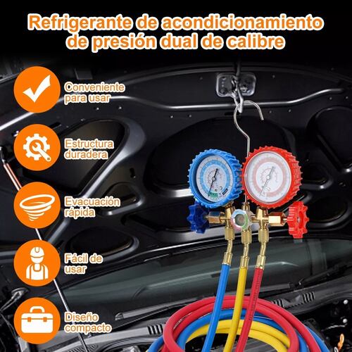 Kit Juego Manometros Refrigeracion Manifold 3 Vías 0-800mpa.