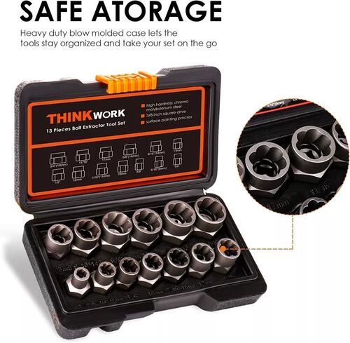 Juego Extractor De Tornillos Y Tuerca Thinkwork 14 Piezas