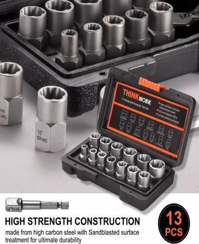 Juego Extractor De Tornillos Y Tuerca Thinkwork 14 Piezas