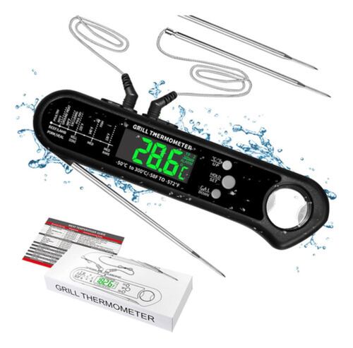Termómetro Digital De Cocina Impermeable Con Abrebotellas 2p NEGRO
