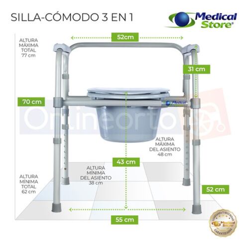 Silla Comodo Aumento Ducha Para Wc Baño 3 En 1 Plgable 