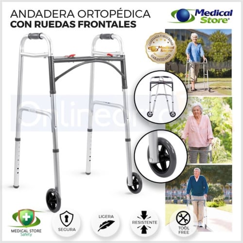 Andadera Ortopédica Aluminio Con Ruedas Plegable 