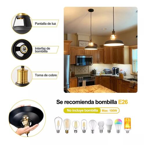 Set Lamparas De Techo Colgantes Vintage 3piezas Luz Colgante Led