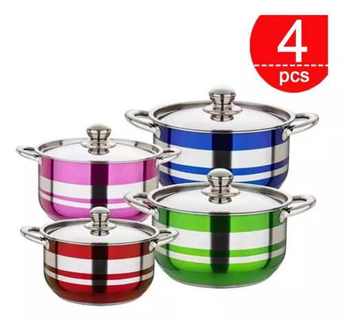 4 Piezas Batería De Cocina Con Ollas De Acero Inoxidable.