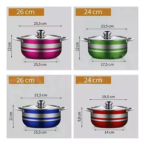 4 Piezas Batería De Cocina Con Ollas De Acero Inoxidable.