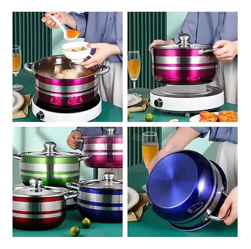 4 Piezas Batería De Cocina Con Ollas De Acero Inoxidable.