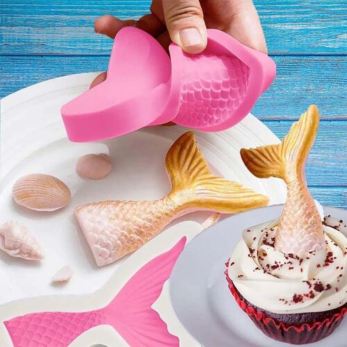 Molde De Silicona Para Fondant Con Cola De Sirena, 6 Unidade.