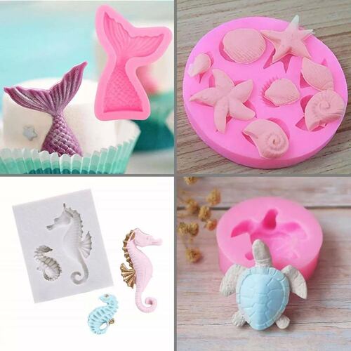 Molde De Silicona Para Fondant Con Cola De Sirena, 6 Unidade.