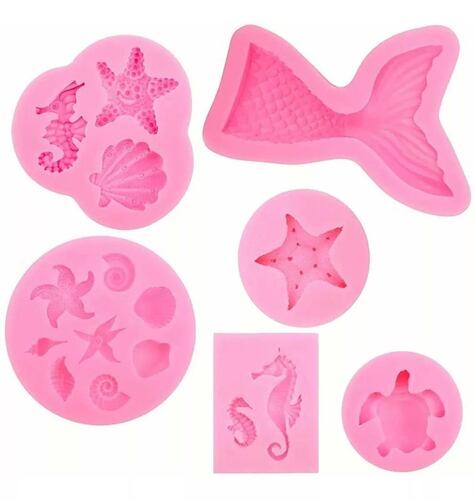 Molde De Silicona Para Fondant Con Cola De Sirena, 6 Unidade.