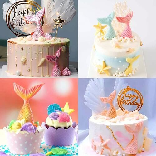 Molde De Silicona Para Fondant Con Cola De Sirena, 6 Unidade.