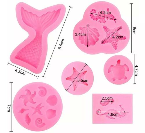 Molde De Silicona Para Fondant Con Cola De Sirena, 6 Unidade.