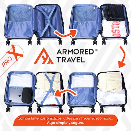 Maleta de mano carry-on cabina policarbonato Pro-x Dark 20 pulgadas capacidad 10 kg rígida con cierre expandible candado de seguridad tsa-lock Armored Travel