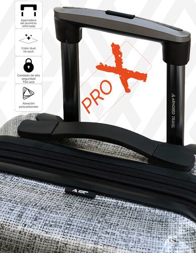 Maleta de mano carry-on cabina policarbonato Pro-x Luna 20 pulgadas capacidad 10 kg rígida con cierre expandible candado de seguridad tsa-lock Armored Travel