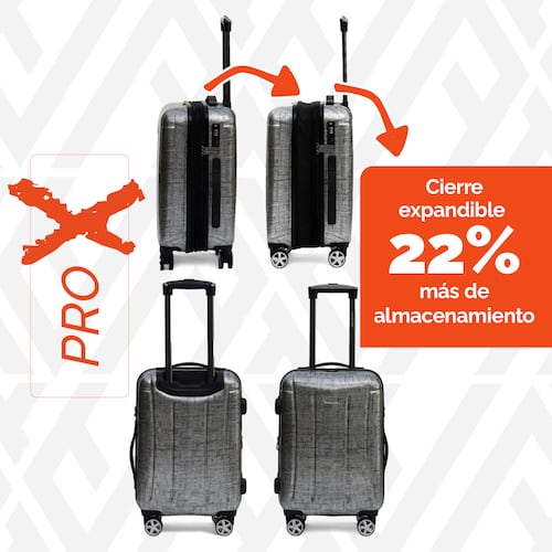Maleta de mano carry-on cabina policarbonato Pro-x Luna 20 pulgadas capacidad 10 kg rígida con cierre expandible candado de seguridad tsa-lock Armored Travel