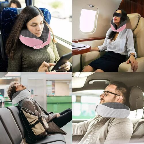 Cojín De Cuello Cómodo, Almohada Viaje Espuma Viscoelástica Rosa